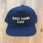 AWESOME 1990S BAD HAIR DAY METALLIC GOLD EMBROIDERED TRUCKER SNAPBACK HAT