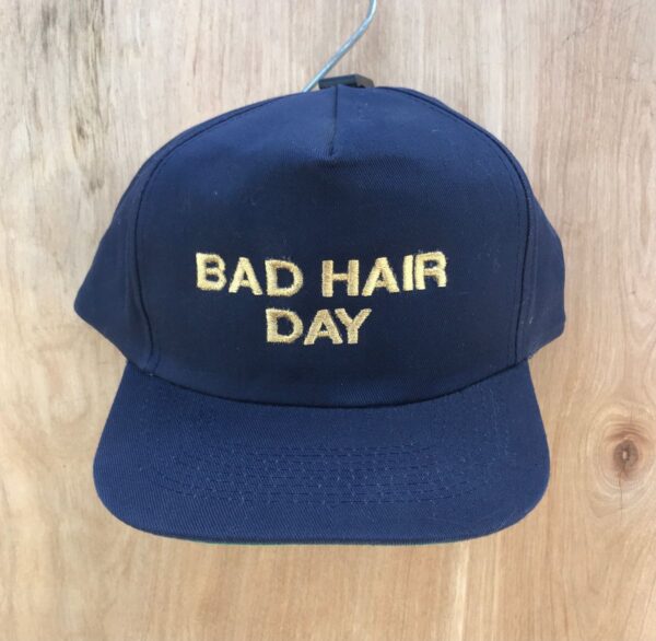 product details: AWESOME 1990S BAD HAIR DAY METALLIC GOLD EMBROIDERED TRUCKER SNAPBACK HAT photo