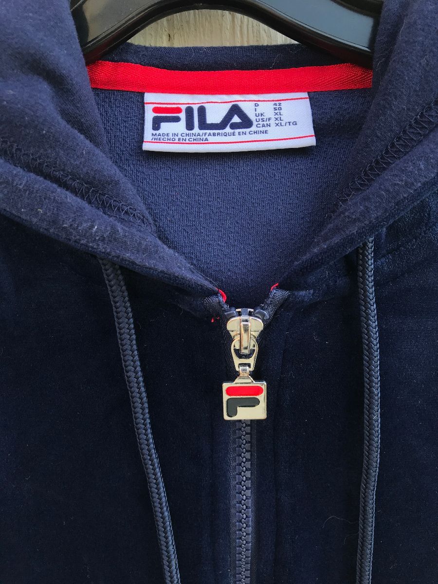 Amazing Fila Velour Tracksuit Jacket With Hood Repeat Logo Striped