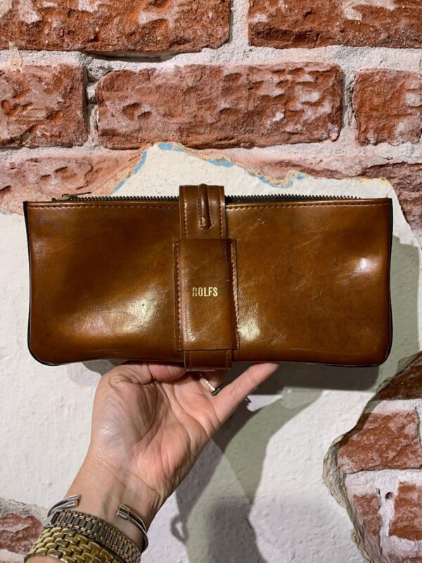 product details: 1970S VINYL LEATHER MULTI POCKET POUCH W/ FOLD OVER SNAP BUTTON STRAP photo