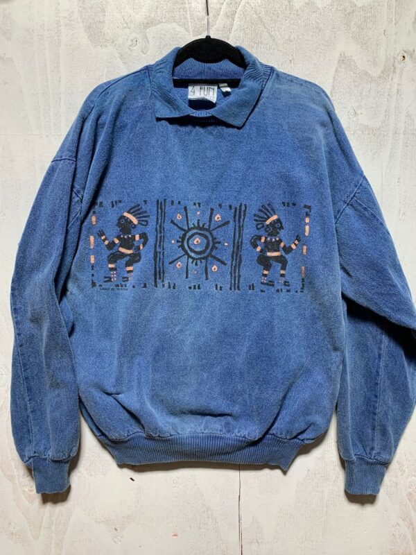 product details: 1994 LAURY NATIVE CAVE PAINTING DESIGN CREW SWEATSHIRT WITH COLLAR photo