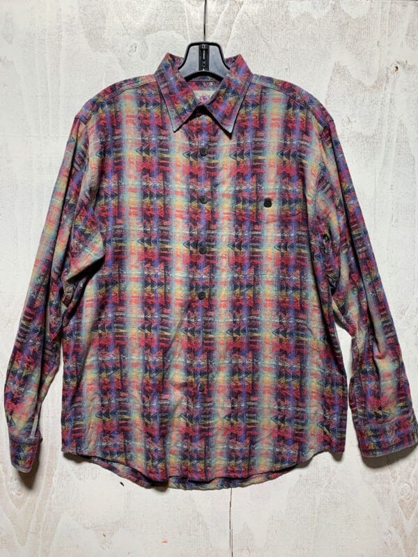product details: 100 % COTTON WOVEN TRIBAL PRINT LONG-SLEEVE BUTTON-UP SHIRT photo
