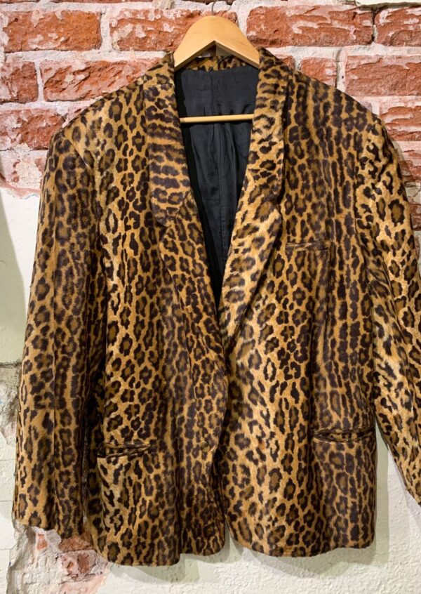 product details: MENS 1990S FUZZY LEOPARD BLAZER JACKET photo