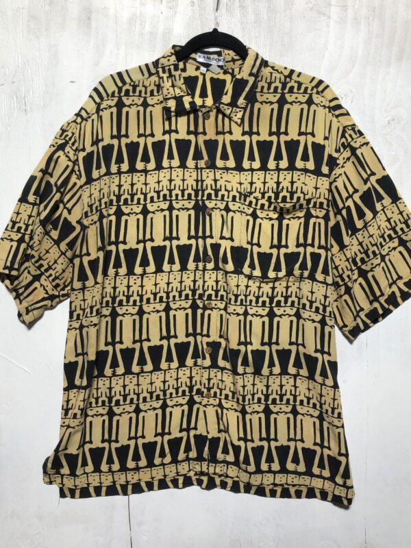 product details: ALL OVER TRIBAL MAN PRINT RAYON SS BD SHIRT WITH SINGLE FRONT POCKET photo