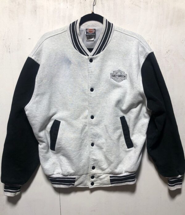 product details: HARLEY DAVIDSON LETTERMAN STYLE BUTTON UP SWEATSHIRT AS-IS photo