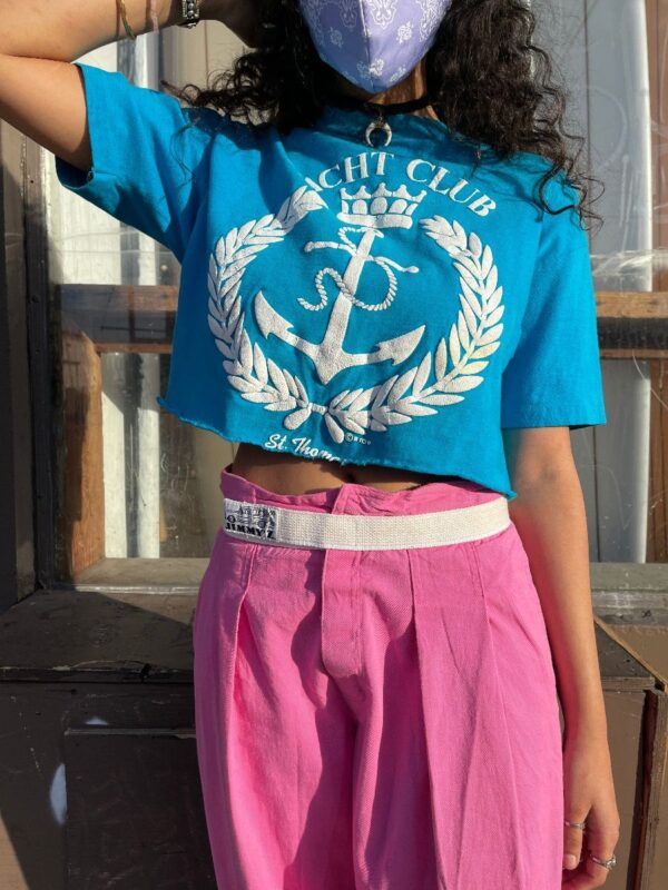 product details: 1980S CROPPED TSHIRT YACHT CLUB ST THOMAS PUFFY INK photo