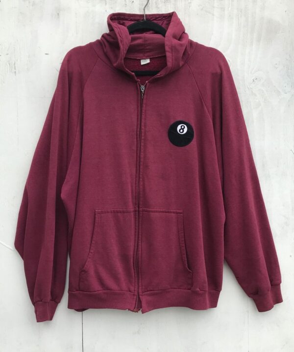 product details: THIN ZIPUP HOODIE SWEATSHIRT W/ EIGHTBALL PATCH AS-IS photo