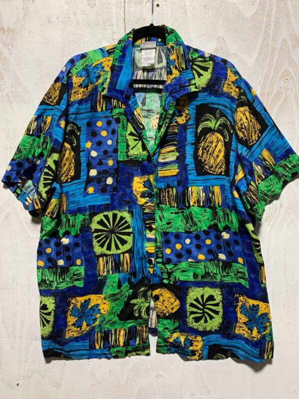 product details: SS BD FUNKY PINEAPPLE PRINT RAYON HAWAIIAN SHIRT photo