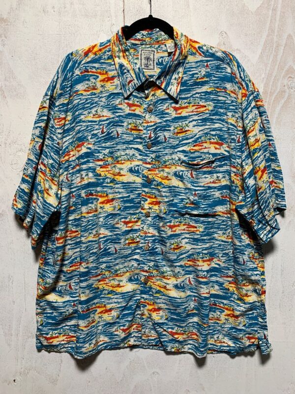 product details: SS BD WINDSURFING PRINT FLOWY RAYON HAWAIIAN SHIRT W/ COCONUT BUTTONS photo