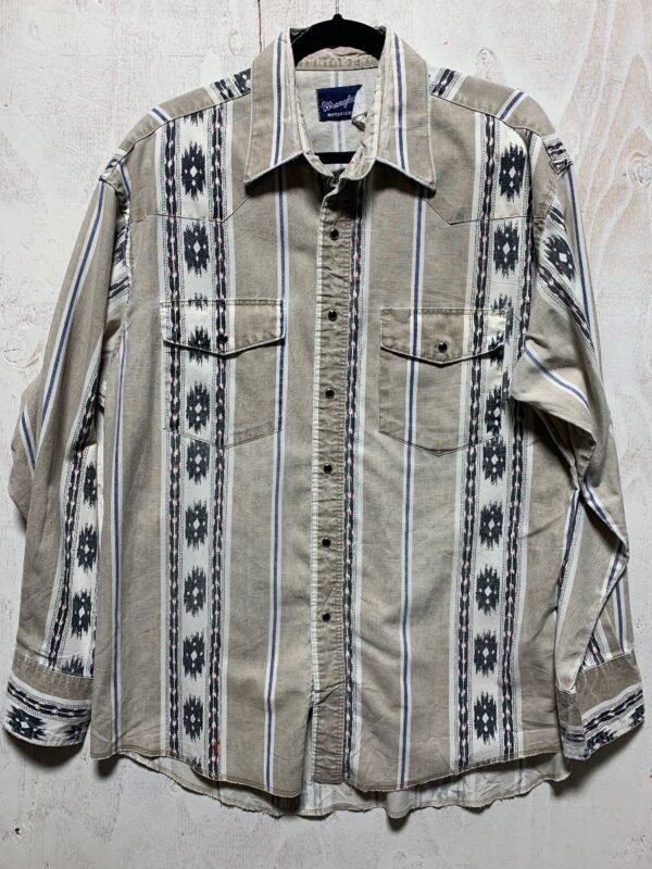 product details: LS BD STRIPED AND NAVAJO PATTERN COTTON WESTERN SHIRT W/ SNAP BUTTONS photo