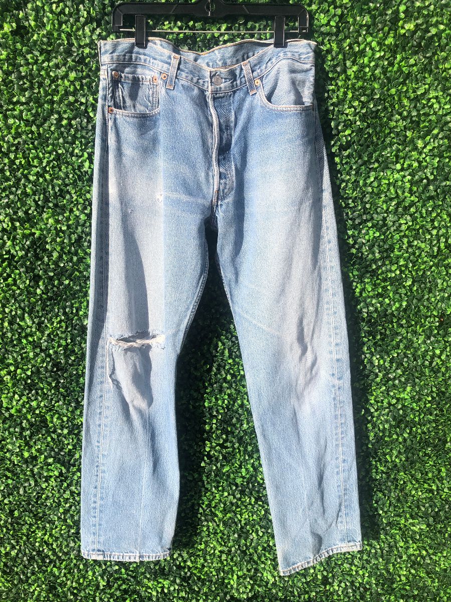 Levis 501 Denim Jeans Ripped Knee | Boardwalk Vintage