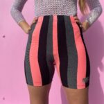1990S DEADSTOCK GRAYSCALE VERTICAL STRIPE BICYCLE SHORTS