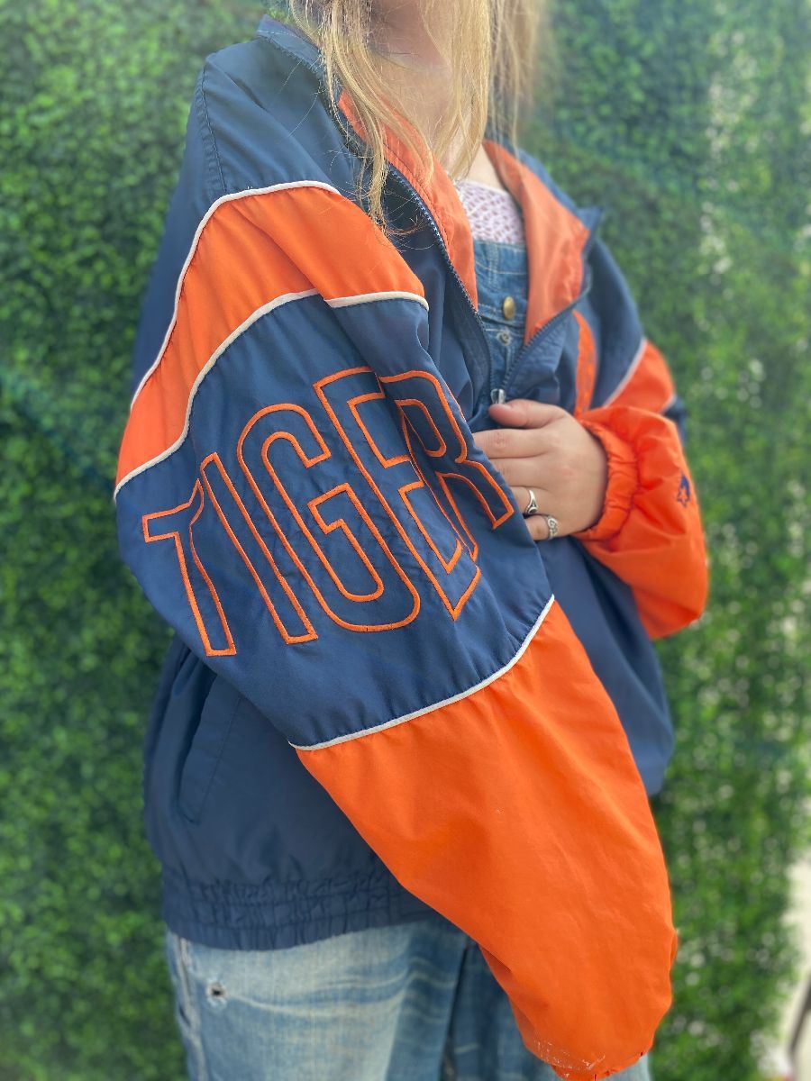 Detroit Tigers Nylon Color Block Windbreaker With Large D Patch