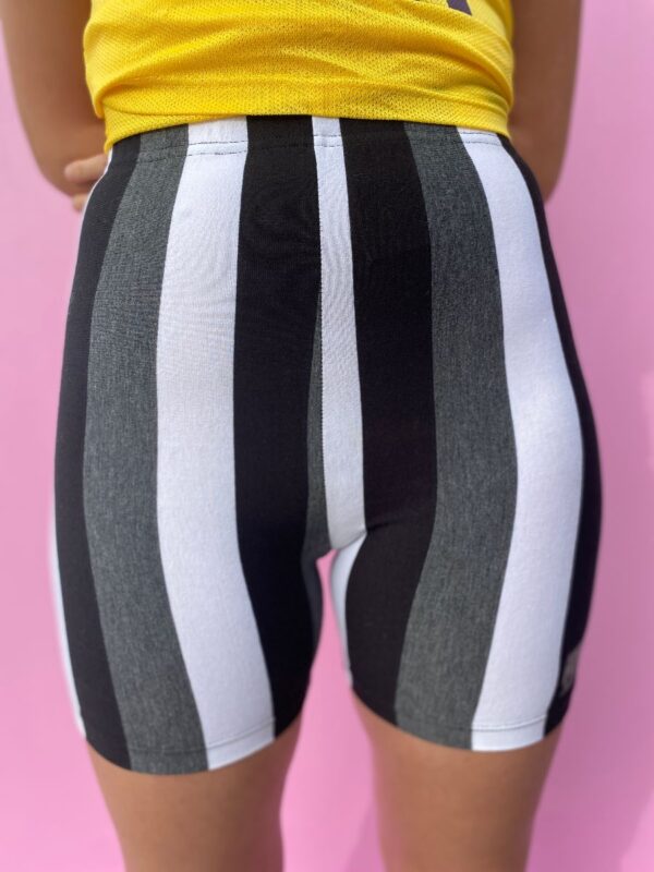 product details: 1990S DEADSTOCK GRAYSCALE VERTICAL STRIPE BICYCLE SHORTS BIKE SHORTS photo