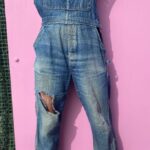 AS IS- AMAZING &AMP; DESTROYED RIPPED BLUE JEAN WASHINGTON \\\\DEE CEE\\\\ PANT OVERALLS
