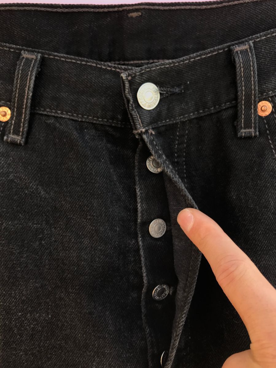 Perfect Vintage Original Levis 501 Black Denim Split Leg Button Fly Jeans  Contrast Stitch | Boardwalk Vintage