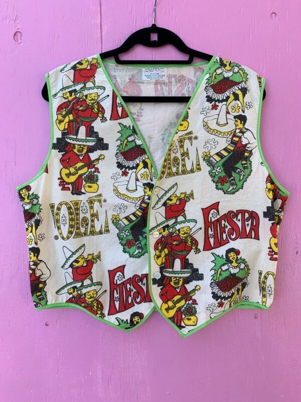 product details: FUNKY FIESTA ILLUSTRATION PRINT PAPER VEST photo