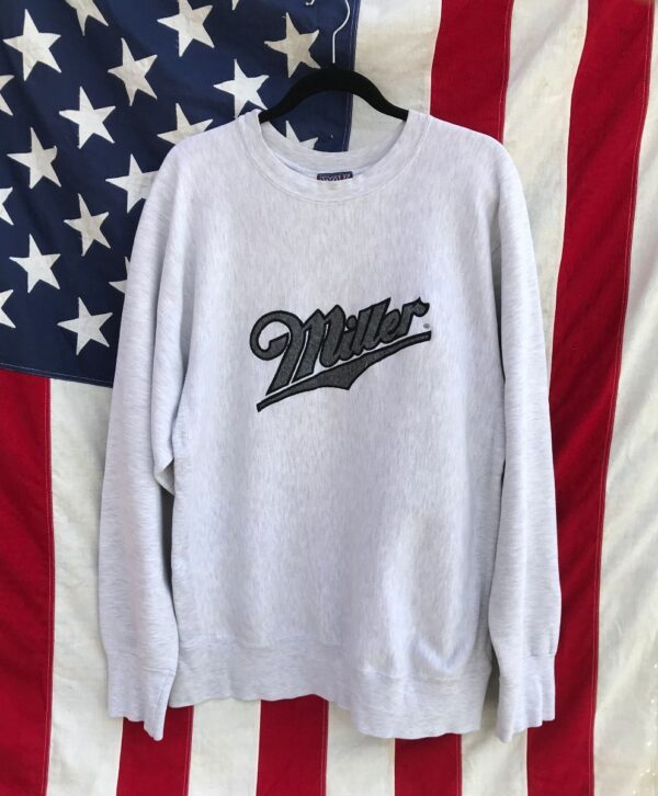 product details: MILLER EMBROIDERED GRAPHIC CREWNECK PULLOVER SWEATSHIRT photo