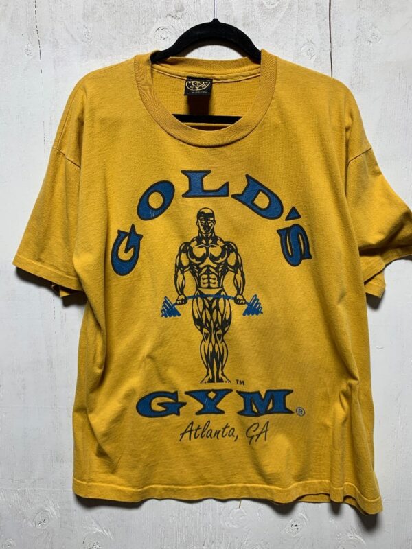 product details: GOLDS GYM ATLANTA GA LOGO BOXY CUT T-SHIRT *SINGLE STITCH photo