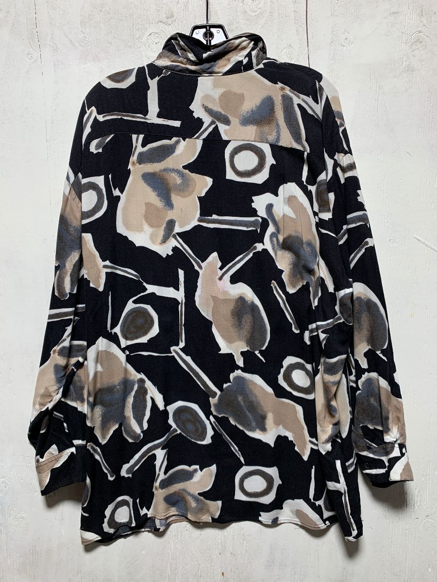 1990s Oversized Abstract Geometric Print Long Sleeve Button-up Shirt ...