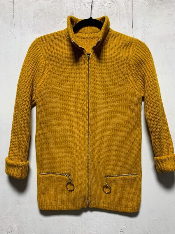 product details: SUPER CUTE MOD WOOL ZIP-UP CARDIGAN WITH ZIPPER POCKETS AS-IS photo