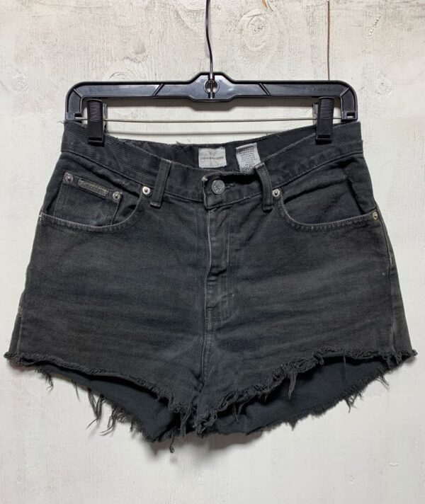 product details: PERFECTLY CUT DISTRESSED HIGH-WAISTED DENIM SHORTS SOFT photo