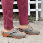 BRUSHED LEATHER SUEDE CLOGS WOOD SOLE