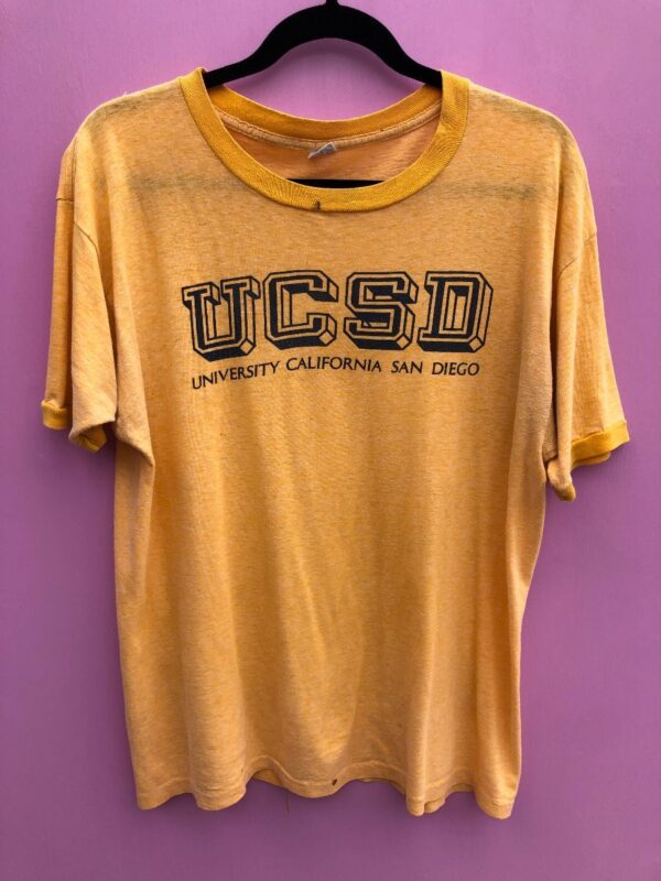product details: PAPER THIN TATTERED UCSD COLLEGE RINGER TEE TSHIRT photo