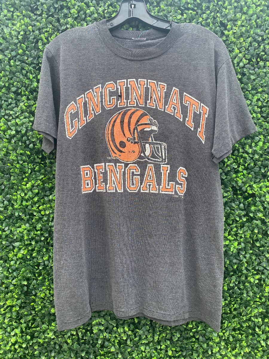 Distressed Cincinnati Bengals Football Helmet Graphic T-shirt