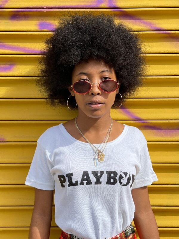 product details: BOOTLEG PLAYBOY PRINT RIBBED BABY TEE SCOOP NECK photo