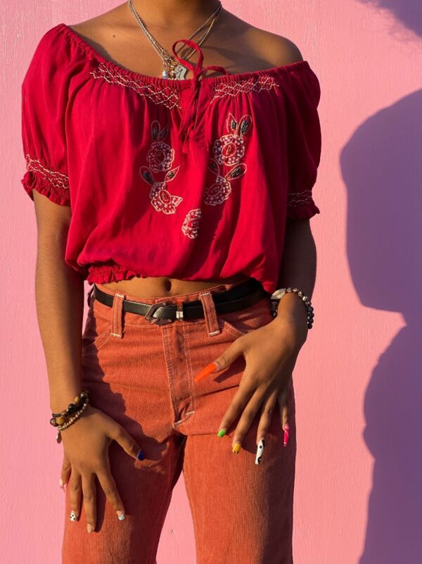 product details: LITTLE CUTE OFF SHOULDER INDIAN TOP BEADED DETAIL photo