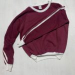 SUPER RETRO EARLY 1980S RINGER CREWNECK SWEATSHIRT WITH STRIPED SIDES