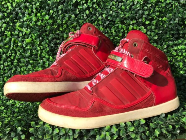 product details: ADIDAS HIGHTOP SNEAKERS W/ VELCRO STRAP AND GOLD PLATE AND EYELETS AS-IS photo