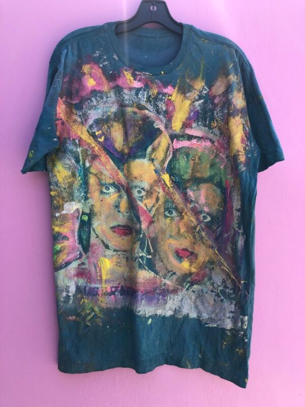 product details: ZIGGY STARDUST CUSTOM MIXED HAND PAINTED AND SCREENPRINTED T-SHIRT photo