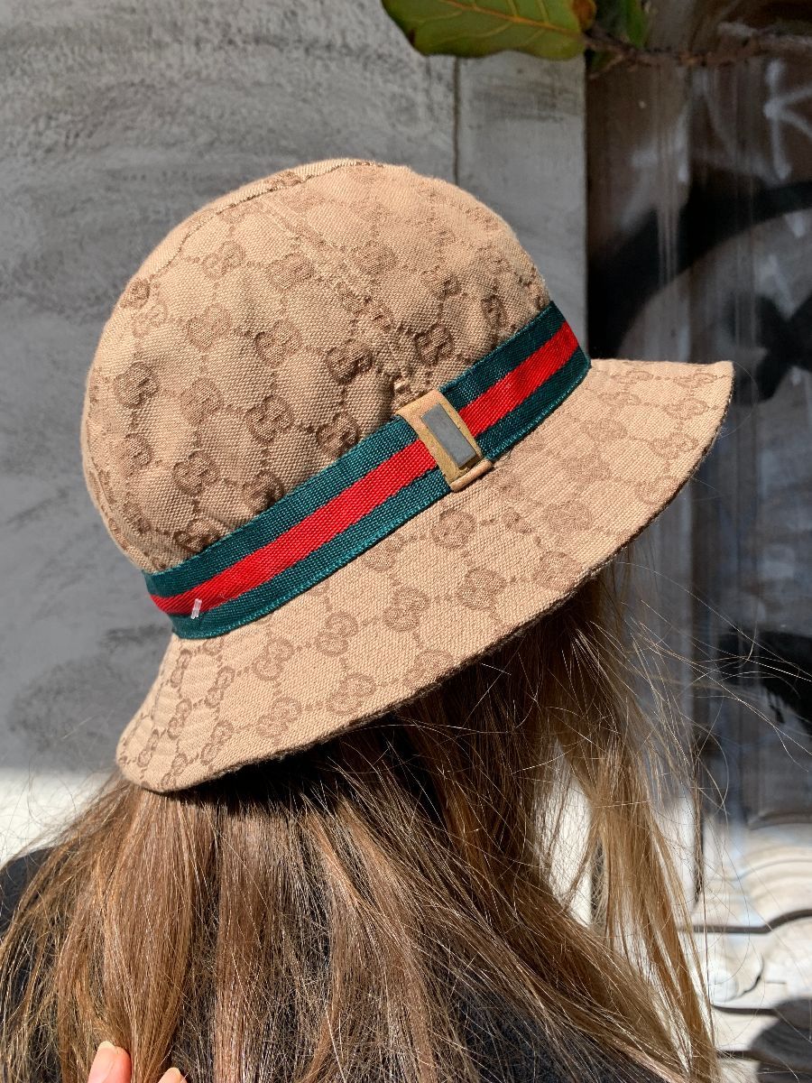 Gucci Pink Monogram Logo Fleece Bucket Hat
