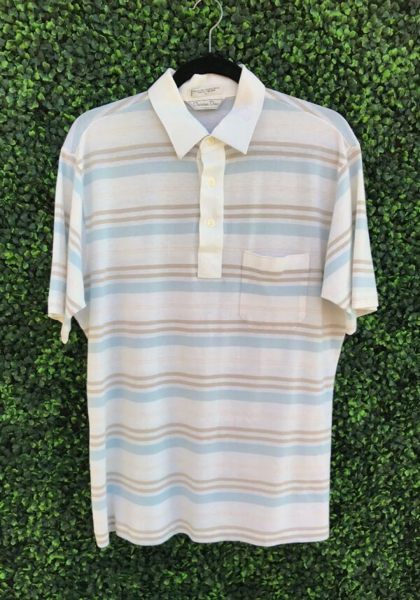 product details: CHRISTIAN DIOR HORIZONTAL STRIPED SS BUTTON UP POLO SHIRT photo