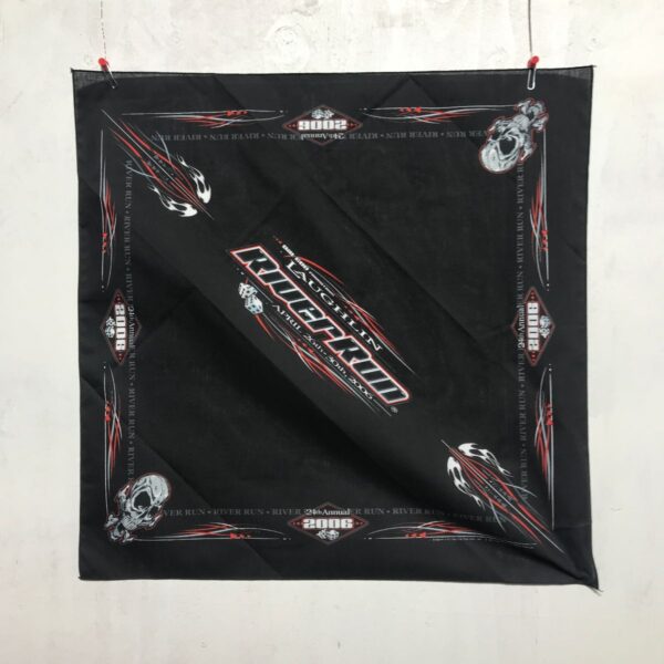 product details: 2006 LAUGHLIN RIVER RUN BANDANA WITH SKULL, CROSSBONES AND DICE photo