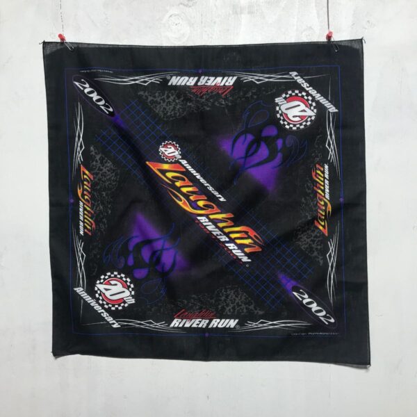 product details: DEADSTOCK 2002 LAUGHLIN RIVER RUN BANDANA WITH PURPLE FLAMES photo