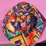 BUCKET HAT FUNKY COLORFUL ABSTRACT PRINT