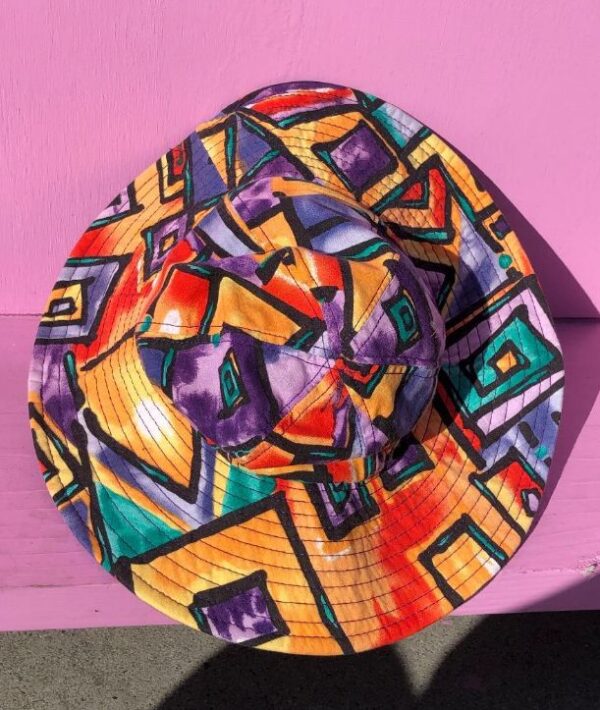 product details: BUCKET HAT FUNKY COLORFUL ABSTRACT PRINT photo