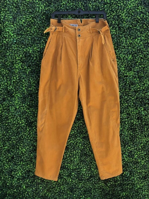 product details: AS IS - STRAIGHT LEG DOUBLE BUTTON DOUBLE STRAP SUPER HIGH WAISTED TROUSERS photo