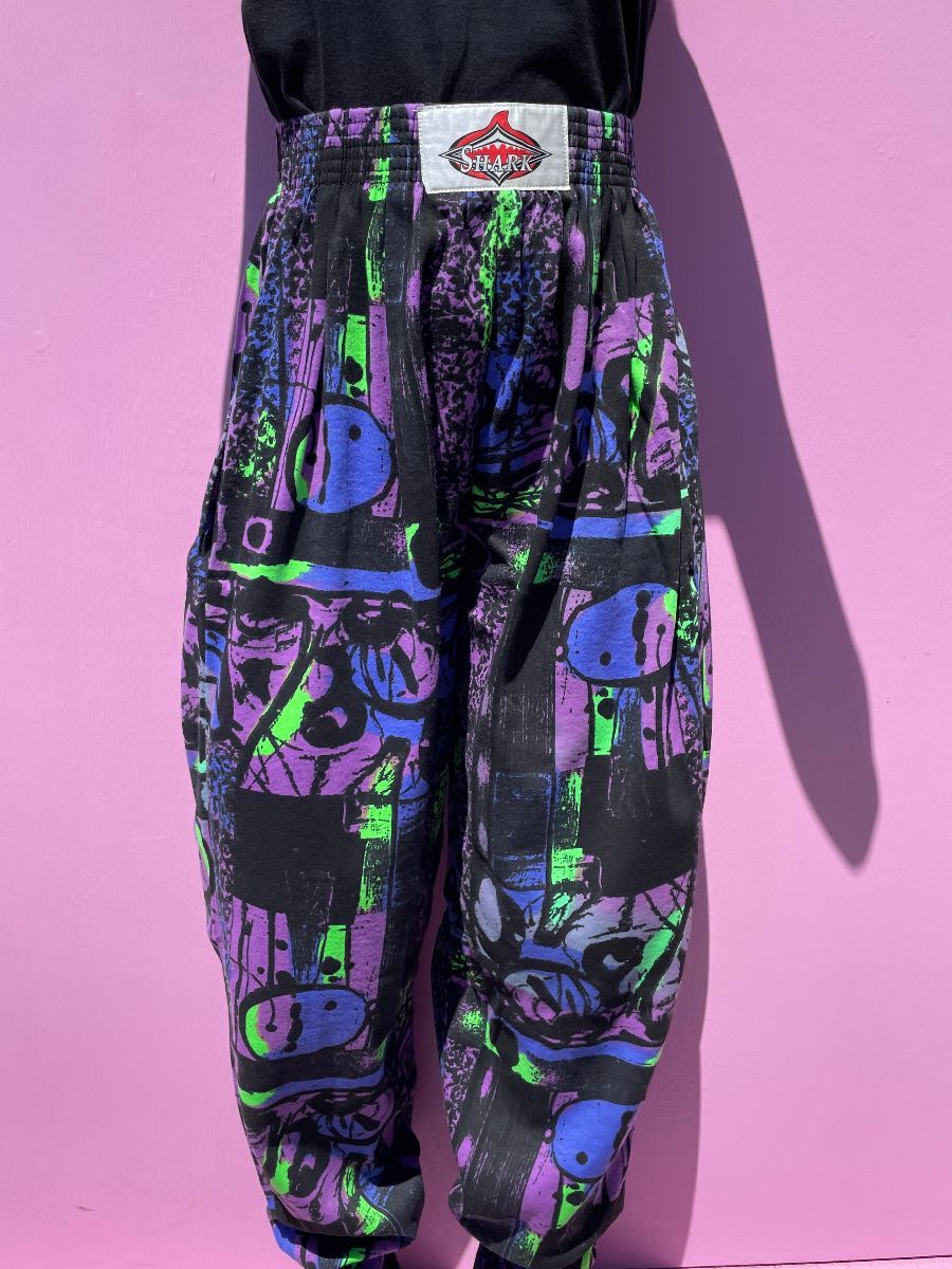 Deadstock Abstract Graphic Elastic Waist 80s Workout Pants
