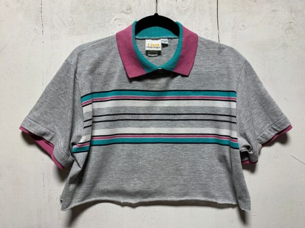 product details: CARLS JR  PASTEL STRIPED EMPLOYEE POLO SHIRT photo