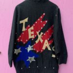 AWESOME TEXAS THEMED DENIM JACKET WITH SILVER STARS, RHINESTONES AND SINGLE FRONT BUTTON