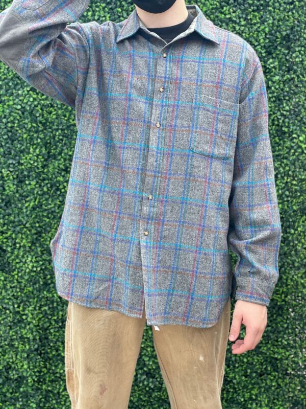 product details: VERY NICE WOOL PLAID LIGHTWEIGHT SUEDE ELBOW PATCHES PENDLETON FLANNEL SHIRT photo