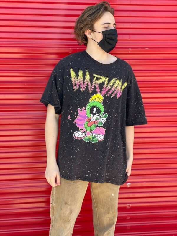 product details: RAD BOXY OVERSIZED LOONEY TOONES MARVIN THE MARTIAN NEON SPLATTER PAINT T-SHIRT photo