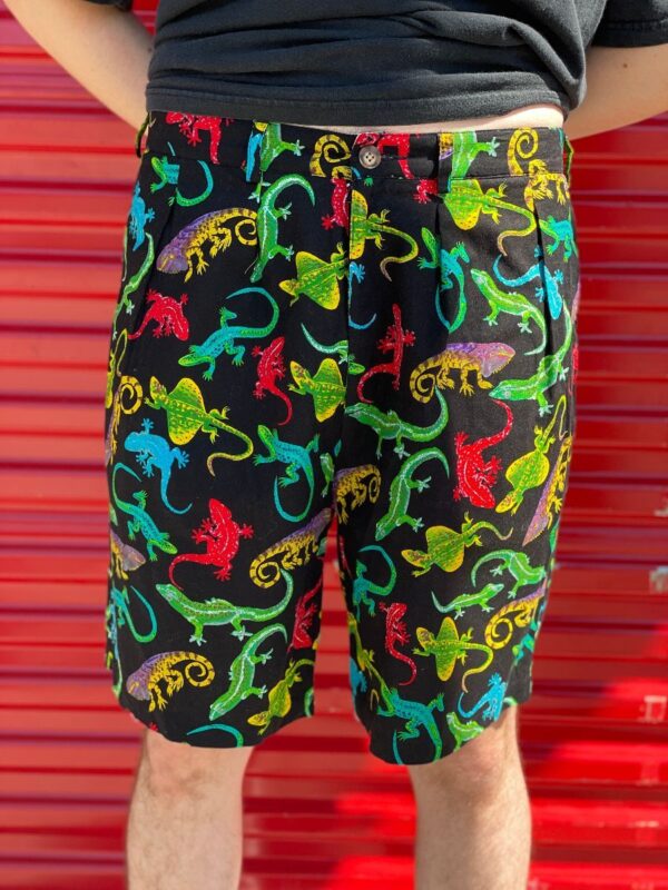 product details: VIBRANT LIZARD PRINT COTTON SHORTS photo