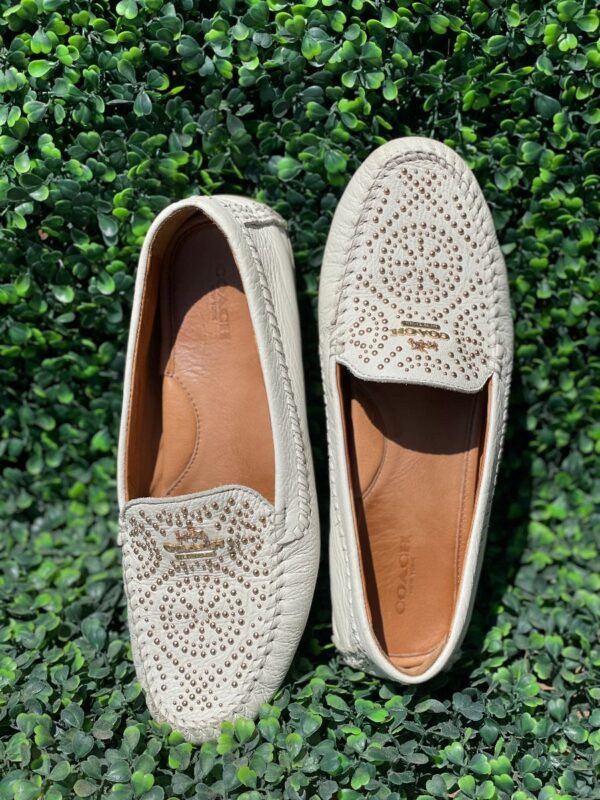 product details: COACH ALANA PEBBLED STUDDED LEATHER LOAFERS photo