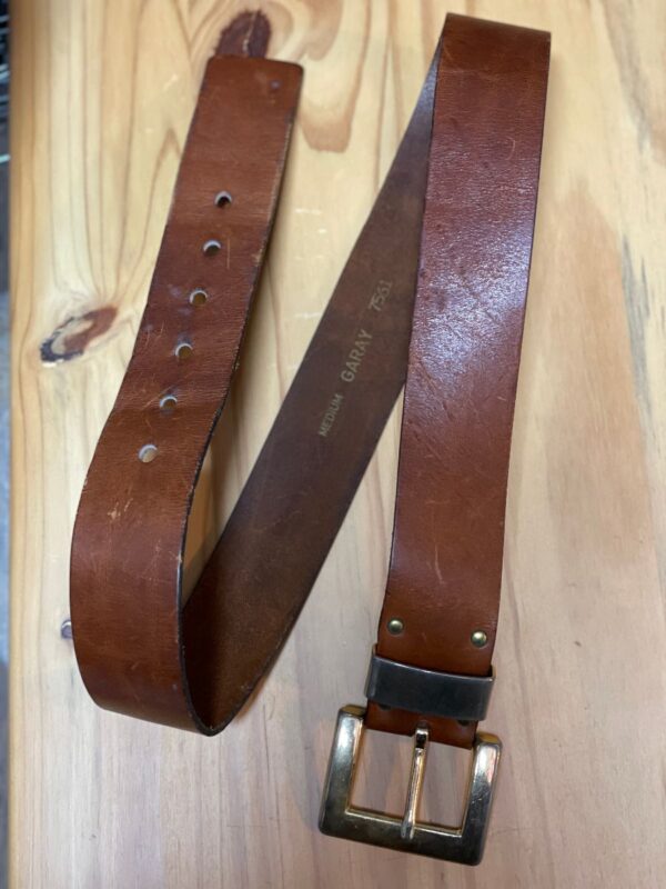 product details: WIDE LEATHER BELT WITH GOLD BUCKLE photo