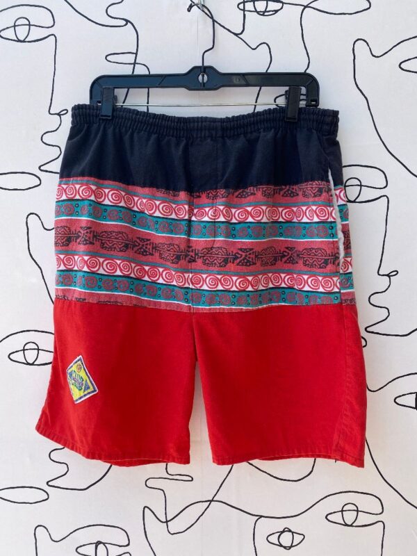 product details: COLOR BLOCK SWIM TRUNKS WITH CENTER ABSTRACT PRINT photo